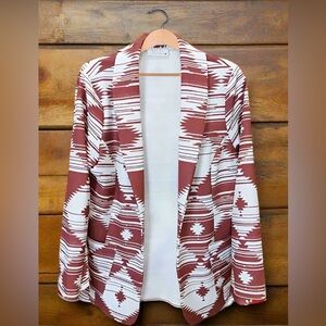 Avery Brown and White Aztec Western Blazer